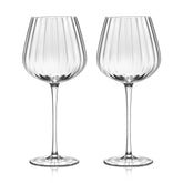 Joeyan hand-blown crystal red and white wine glasses with ribbed stems for refined entertaining.
