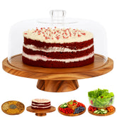 JOEY'Z 6in1 large acacia cake stand with a sturdy display for desserts