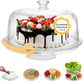 Joey'Z 7in rotating cake stand dome protecting desserts while displaying them