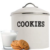 JOEY'Z large cookie jar with ivory lid maintains freshness on the counter.
