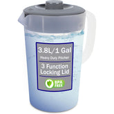 JOEY'Z water pitcher 1gal gray lid ready for chilled beverages in a standard fridge