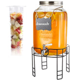 JOFUYU 2-Gallon Glass Dispenser with Stand for elegant party beverage service.