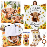 JolliKids Highland Cow blanket with sunflowers for cozy lounge moments.