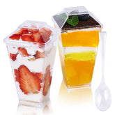 JOLLY CHEF 3 oz square dessert cup with lid for neat dessert servings.
