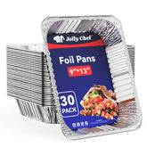 JOLLY CHEF 9x13 foil pan top view, sturdy and disposable for easy party servings.