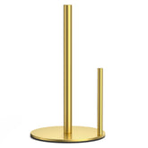Josmimic gold-base paper towel holder keeps towels steady on the counter.