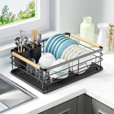 Jouzevic dish rack with wooden handles for easy movement