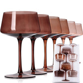 JOVGANK amber coupe glasses in a six-pack add vibrant color to cocktails.