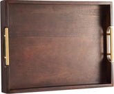 Joy&Grace ottoman tray in living room with solid acacia wood and warm finish for stylish hosting
