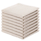 Joybest cotton kitchen dish cloths 8-pack beige, ultra soft and highly absorbent for daily cleaning.