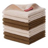 joybest cotton kitchen dish cloths in beige and brown for gentle cookware cleaning.