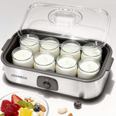 JoyMech yogurt maker with eight glass jars for customizable, fresh yogurt at home.
