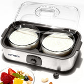 JoyMech Yogurt Maker top view with two 1-quart containers for large batches