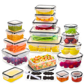 JSCARES 34-piece airtight storage set keeps foods fresh and organized.