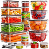 JSCARES rectangle containers with lids for organized meal prep and stackable storage.