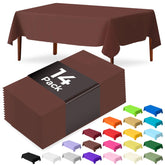 JSQBSECL 14-pack brown tablecloth folded for easy storage.