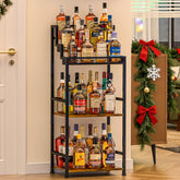 Jsskeeim trapezoidal liquor cabinet offers clear bottle visibility and easy access.