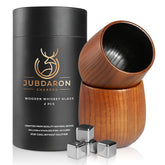 JUBDARON premium wooden whiskey glass set front view highlighting craftsmanship for refined tastings.