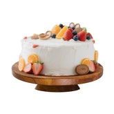 Jubilander acacia cake stand, round top, ideal for elegant cake presentation at weddings