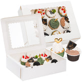 Jucoan 20-pack cupcake boxes in flat pack for easy storage and transport