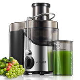 Juilist juicer with a 3-wide-mouth feed chute for easy prep and juicing.