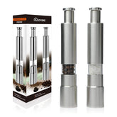 Jung Ford premium stainless steel grinders on display for easy seasoning.