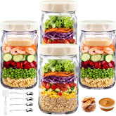 Junlin 32oz salad jar with dressing compartment keeps greens fresh for meals.