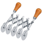 Juome five wheel pastry cutter with wooden handle for even pastry strips