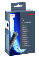 JURA Claris Smart filter cartridge grey front view showing compact 3-piece design for easy replacement