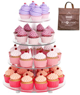 Jusalpha large 4-tier cupcake stand front view, elegant wedding dessert display