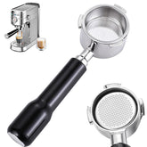 JUSTHERE 51mm bottomless portafilter front view for quick flow observation and machine compatibility.