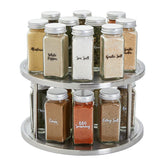 Juvale 2-Tier Lazy Susan on cabinet, rotating design for easy spice access.