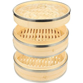 Juvale 2-tier steamer basket in beige for even steaming and wide compatibility