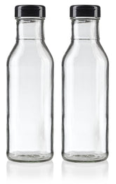 JUVITUS 12 oz clear glass bottle with thick-wall design for sauces and dressings.