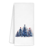 Jvpke Christmas tree towels in navy blue add festive kitchen decor.