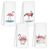 Jvpke pink flamingo hand towel shown in a bright kitchen setup for quick hand drying