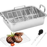JY COOKMENT 15-inch roasting pan with generous capacity for a large turkey.