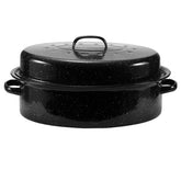 JY COOKMENT granite roaster pan with lid on for large turkey roasts.