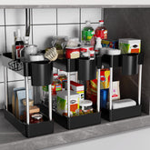 JYSMYWS under-sink organizer 3-pack front view keeps cabinets neat and accessible.