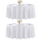 Kachanaa white round tablecloth 90-inch, pack 2, ideal for events.
