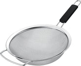 KAFOOR 10-inch fine mesh strainer with handle for quick pasta draining.