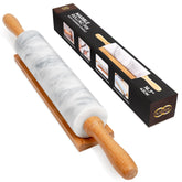 KAFOOR marble rolling pin with wooden handles for smooth, non-stick dough work
