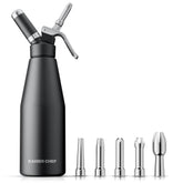 Kaiser chef 1000ml aluminum whipped cream dispenser for restaurant-quality toppings.