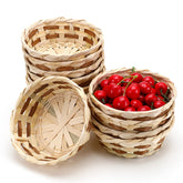Kalione round bamboo bread basket with breathable weave for fresh bread and easy serving.
