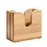 Kamehame Bagel Slicer Holder front view shows a sturdy bamboo base for safe cuts.