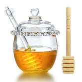 Kanpura honey pot with dipper and lid in a 6oz glass jar for convenient use