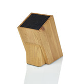 Kapoosh Dice Knife Block in light oak with front view showing universal storage