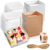 Karasmay brown box with clear lid, ideal for displaying sandwiches on the go.