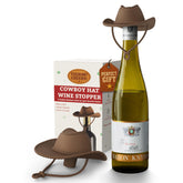 Karuno cowboy-hat wine stopper close-up seals freshness with whimsy