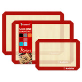Katbite half-sheet red silicone baking mat, front view for even browning and easy release.